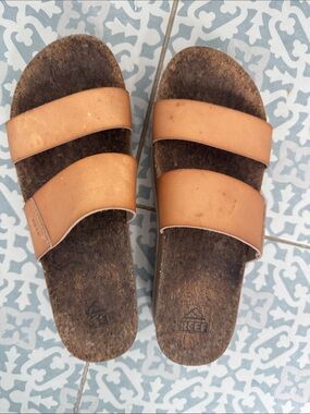 Reef Women's Tan Double-Strap Slide Sandals